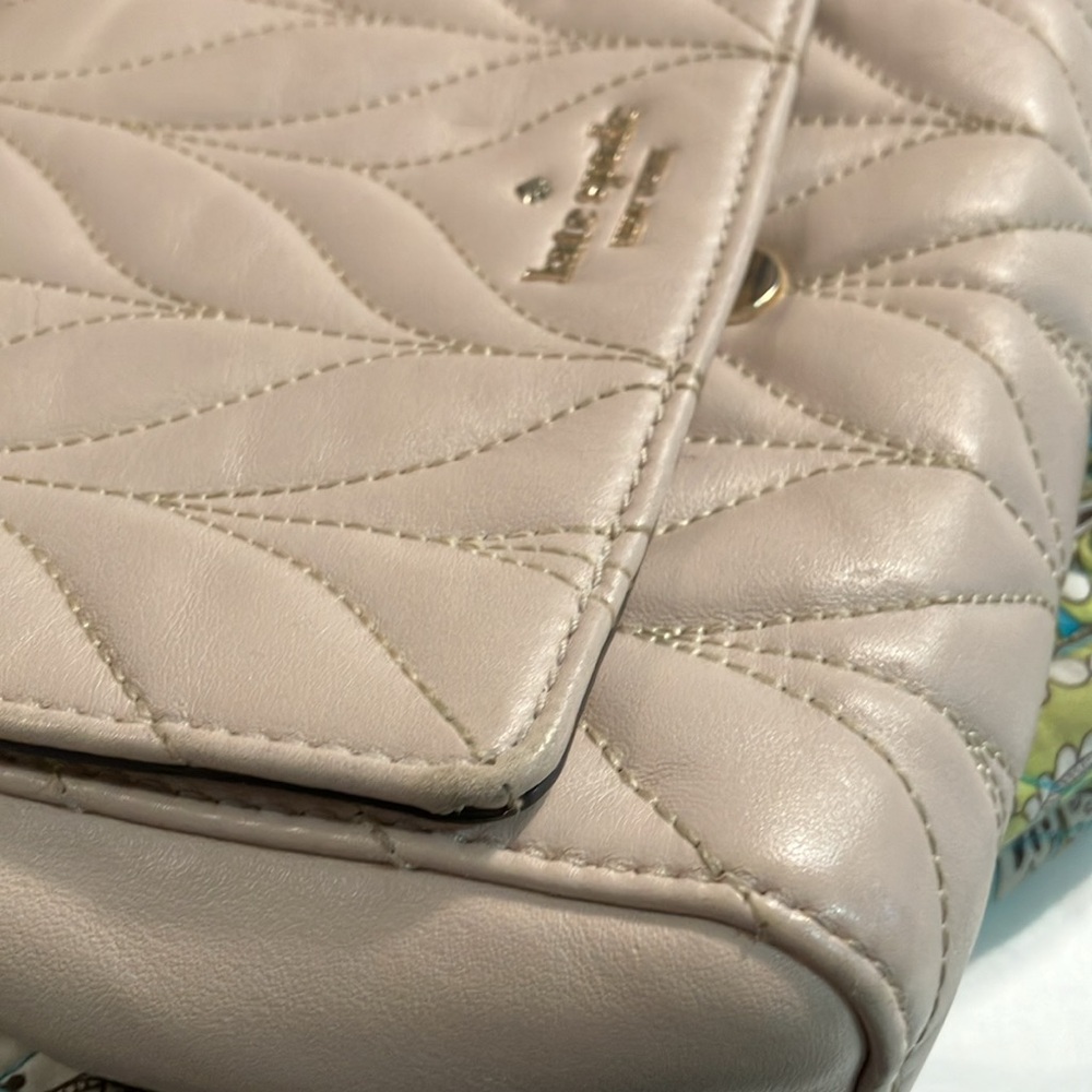 Kate Spade Beige Quilted Crossbody Shoulder Convertible Bag with Chain Strap - Picture 4 of 13